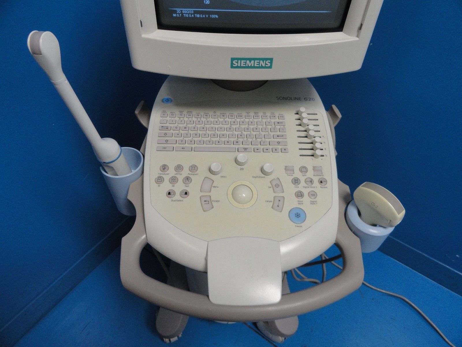 2004 Siemens Sonoline G20 Ultrasound W/ C5-2 & EV9-4 Probes Printer & UPS(10964) DIAGNOSTIC ULTRASOUND MACHINES FOR SALE