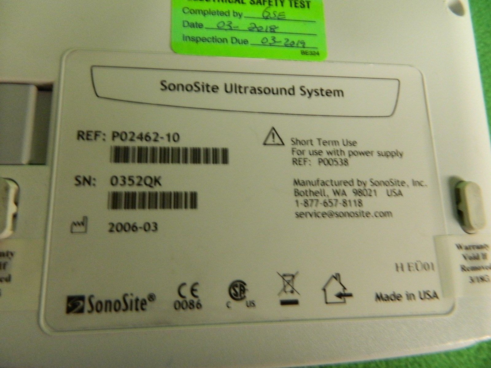 2006 Sonosite 180 Plus Portable Ultrasound w/L38 Probe & Work Cart *Tested DIAGNOSTIC ULTRASOUND MACHINES FOR SALE