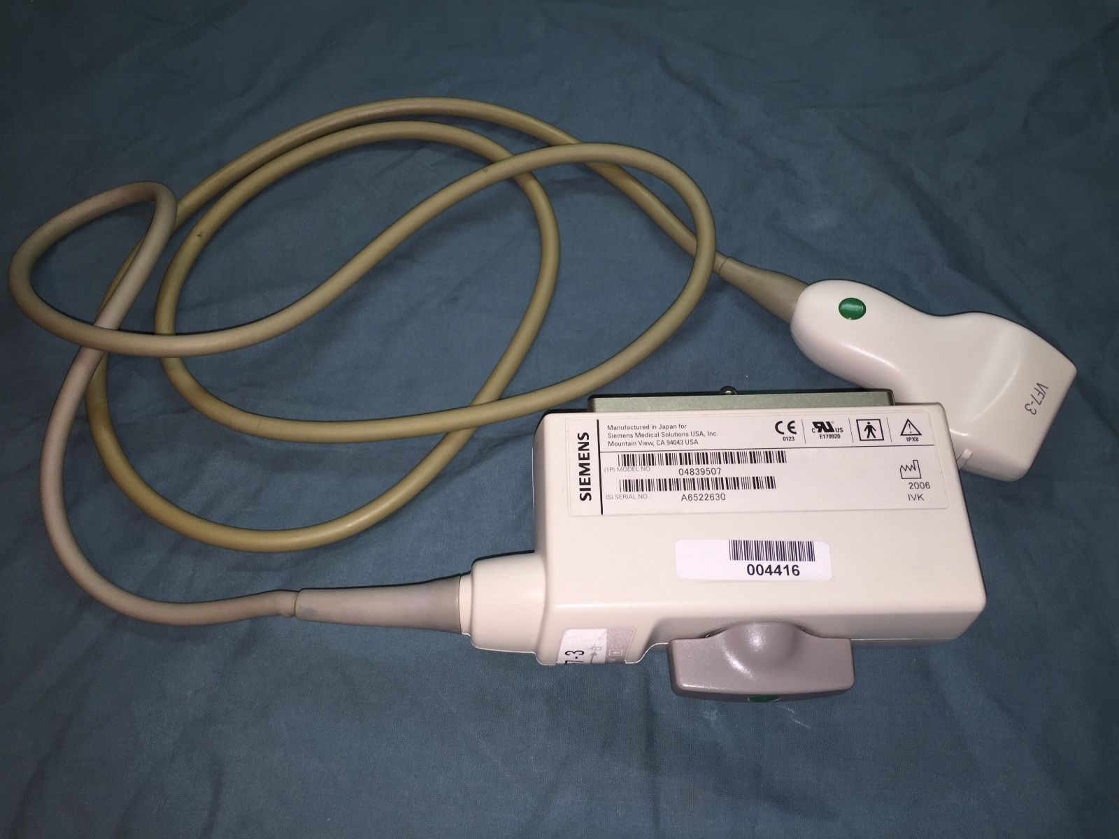 Siemens VF7-3 Ultrasound Transducer Probe IPX8 MFG 2006 DIAGNOSTIC ULTRASOUND MACHINES FOR SALE