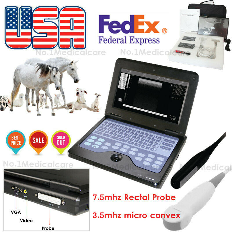 Veterinary Ultrasound Scanner Machine 2VET Probes Rectal+Micro-convex Animal USA 658126883672 DIAGNOSTIC ULTRASOUND MACHINES FOR SALE