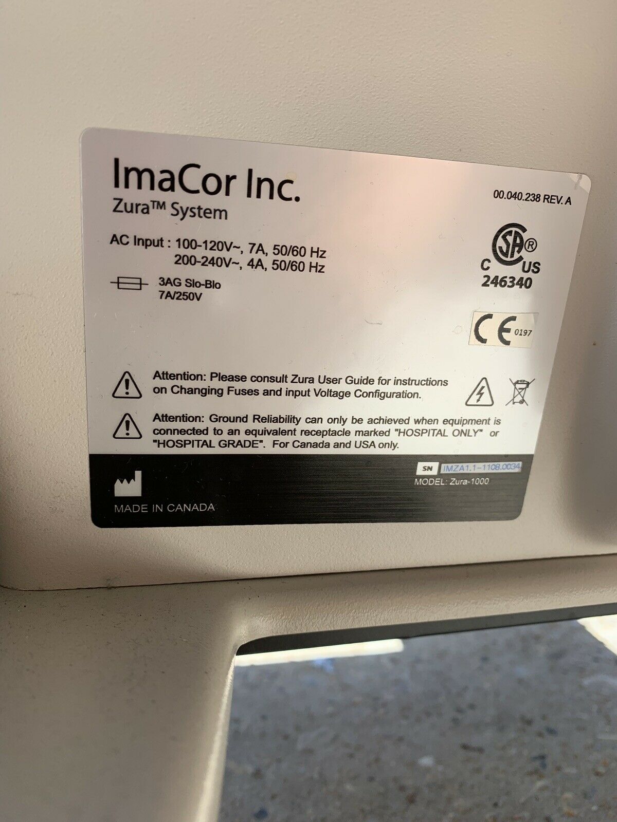 ImaCor Hemodynamic Ultrasound Machine Zura-1000 System w/ hTEE Software DIAGNOSTIC ULTRASOUND MACHINES FOR SALE