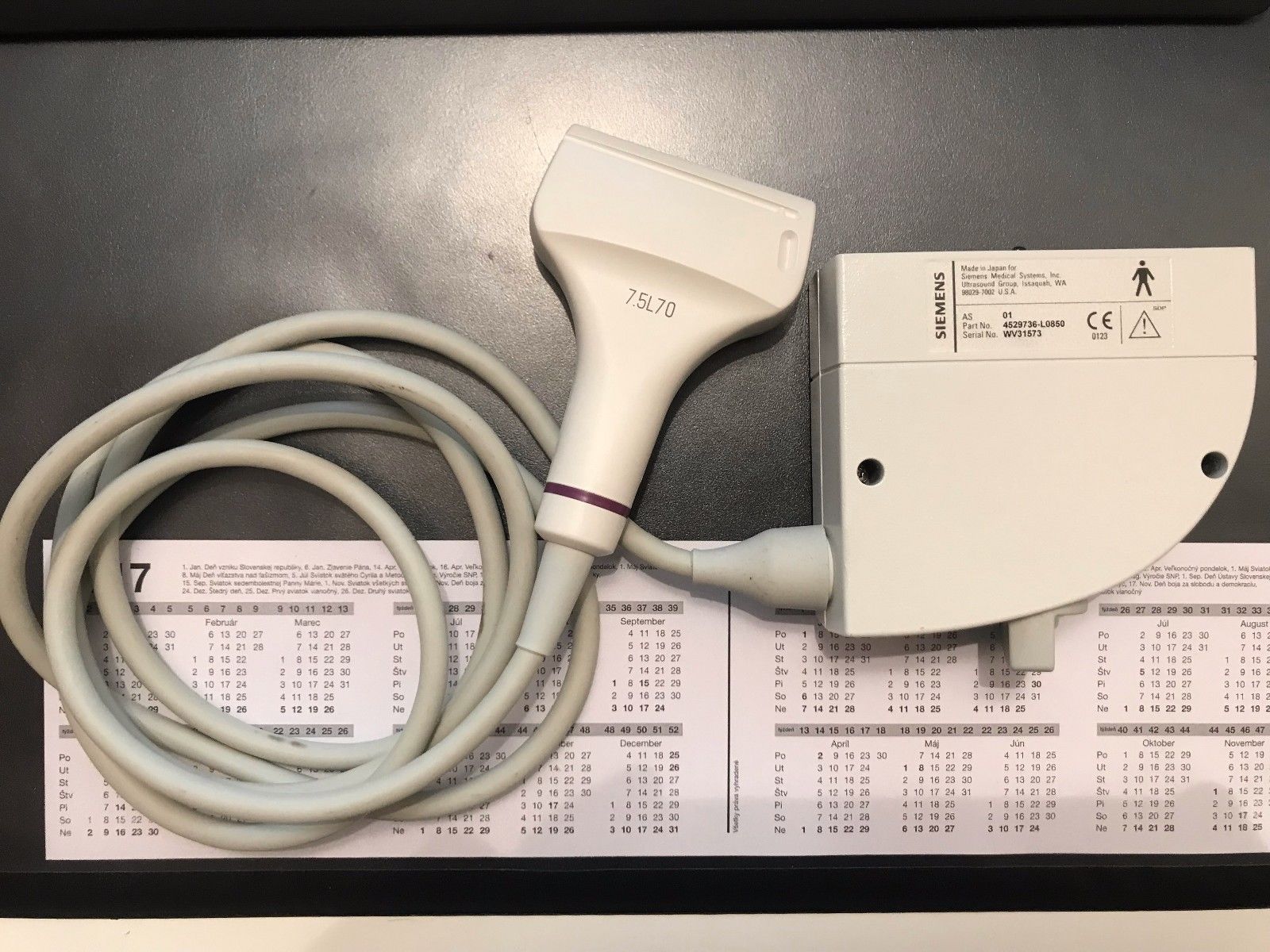 Ultrasound, Diagnostic- Siemens G60- 7.5L70 Linear Array Probe 4529736-L0850 DIAGNOSTIC ULTRASOUND MACHINES FOR SALE