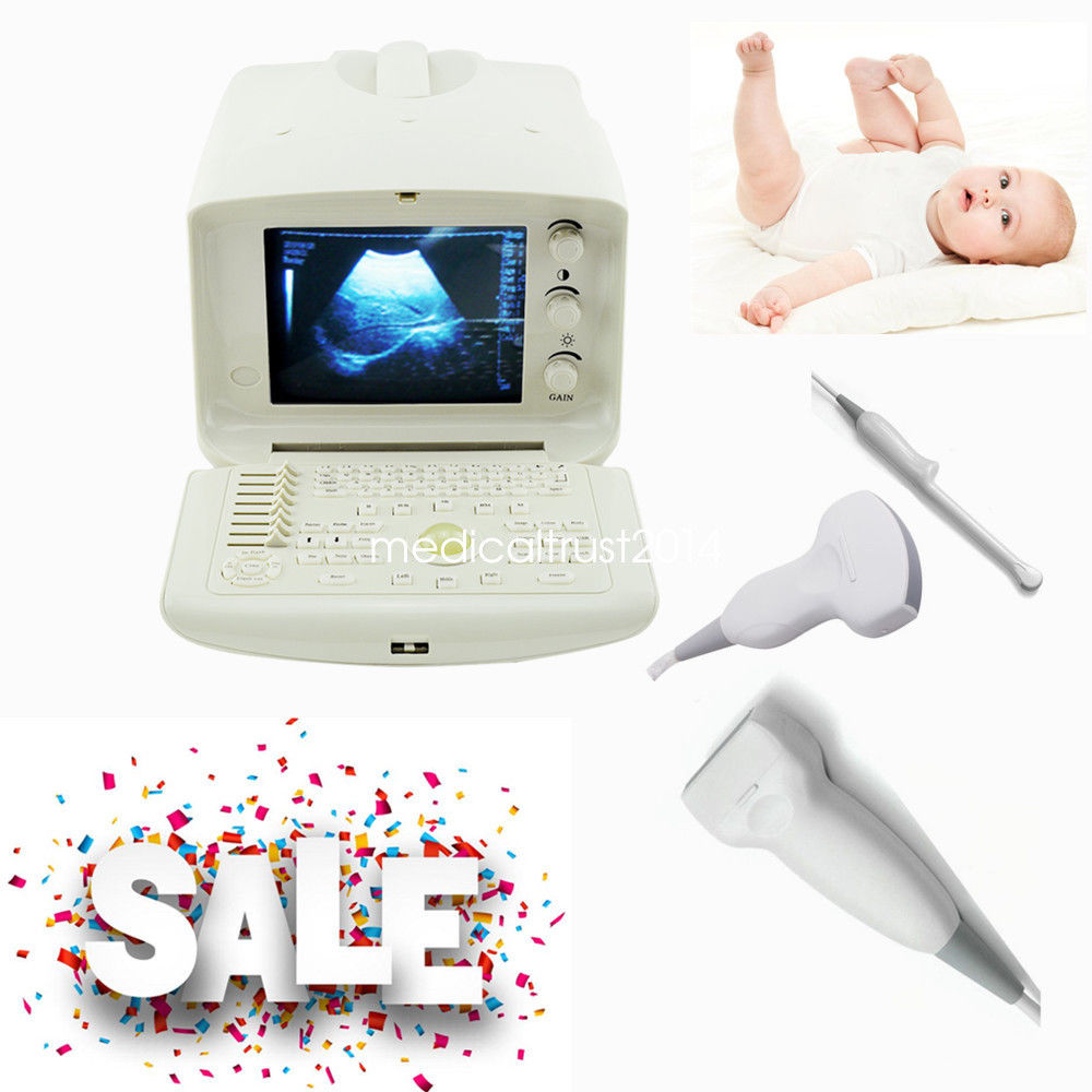 Clinc 3D Man-Pack Ultrasound Scanner Equip Convex + Transvaginal + Linear Probe DIAGNOSTIC ULTRASOUND MACHINES FOR SALE