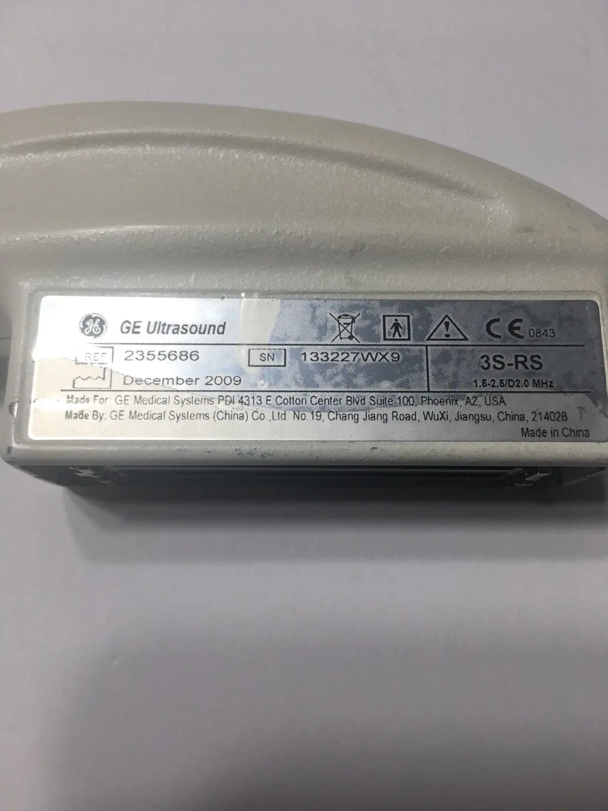 GE 3S-RS ULTRASOUND PROBE/TRANSDUCER REF# 2355686 DIAGNOSTIC ULTRASOUND MACHINES FOR SALE