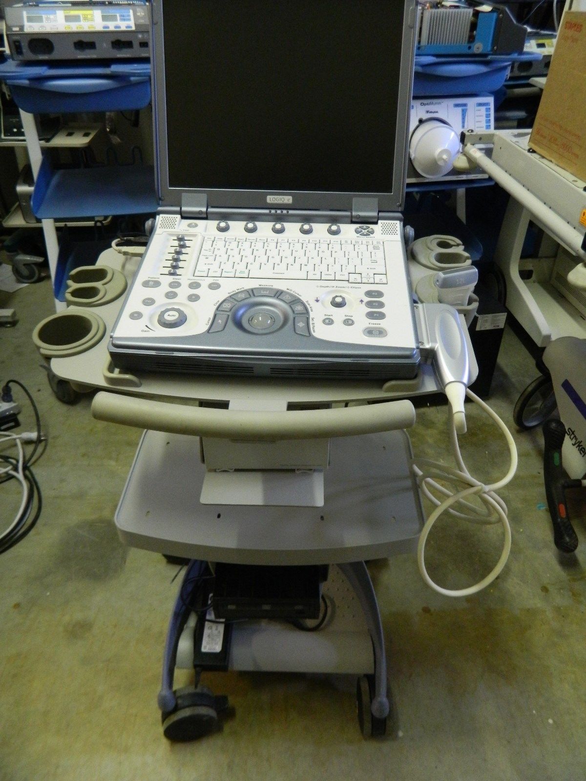 2007 GE Logiq E Portable Ultrasound w/12L Probe& Work Cart *Tested DIAGNOSTIC ULTRASOUND MACHINES FOR SALE