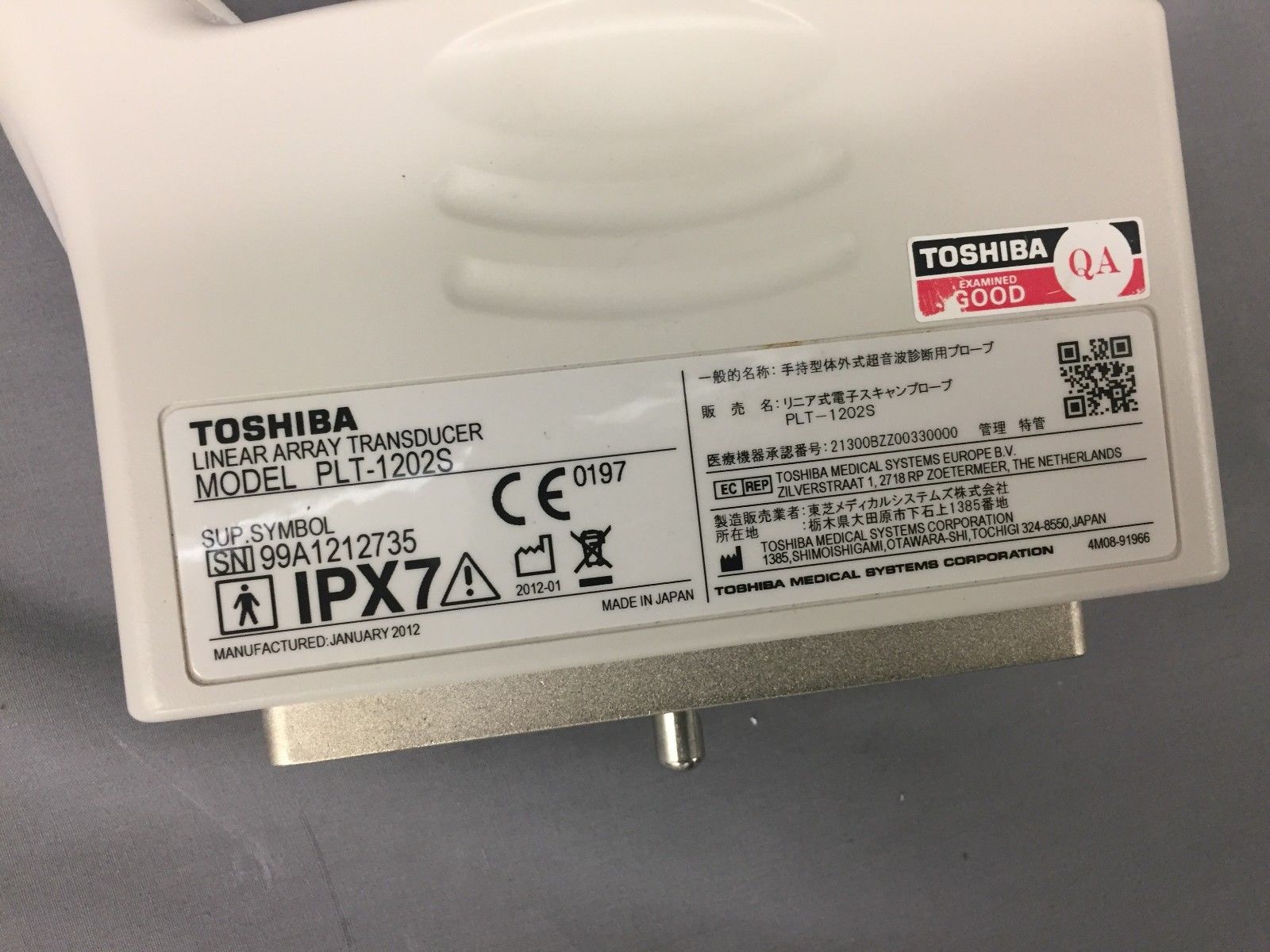 Toshiba PLT-1202S Ultrasound Transducer DIAGNOSTIC ULTRASOUND MACHINES FOR SALE