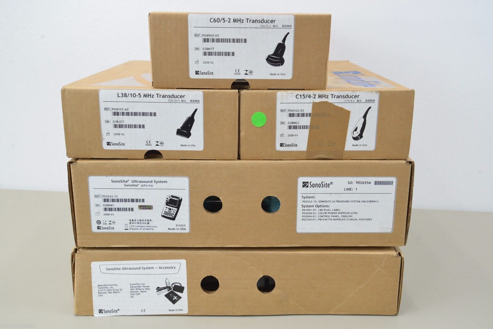 SonoSite 180 Plus Ultrasound System w/ C15, C60, L38 Transducers Sealed in box! DIAGNOSTIC ULTRASOUND MACHINES FOR SALE