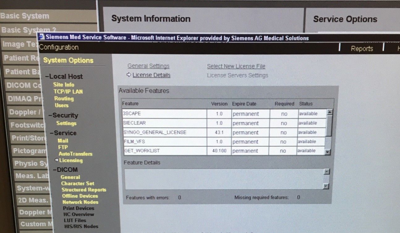 Acuson ANTARES Ultrasound System LCD Monitor Software Version R5.0 DIAGNOSTIC ULTRASOUND MACHINES FOR SALE