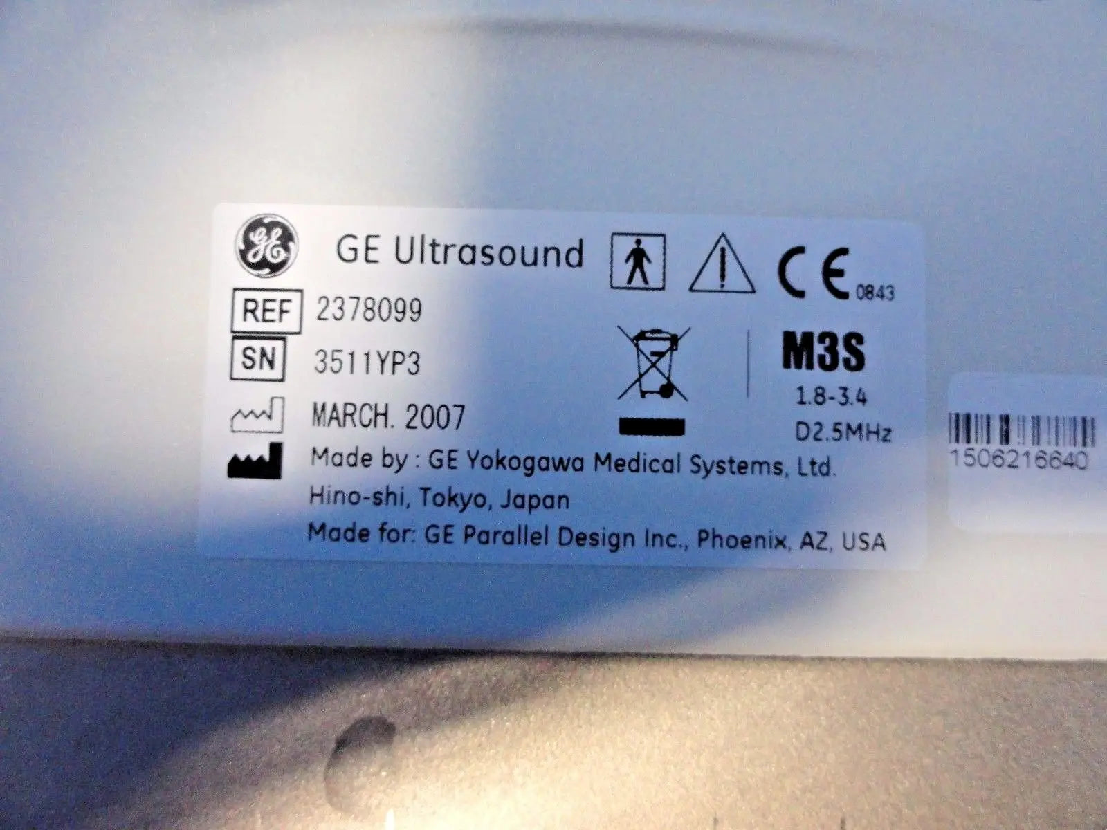 2007 GE M3S Sector Matrix Array Ultrasound Probe for Logiq & Vivid series~13740 DIAGNOSTIC ULTRASOUND MACHINES FOR SALE