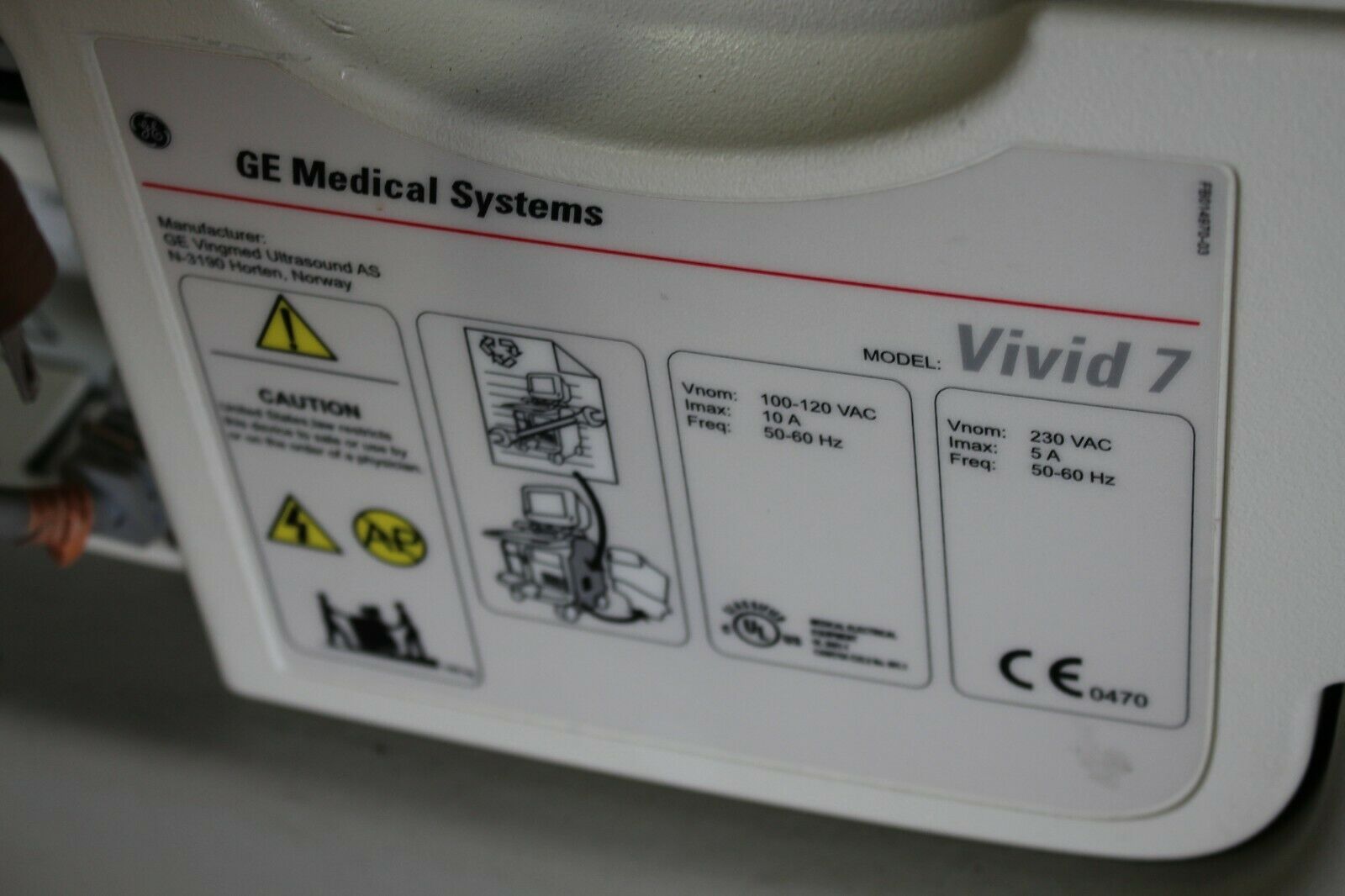 GE Vivid 7 Dimension Ultrasound W/ Printer& VHS DIAGNOSTIC ULTRASOUND MACHINES FOR SALE