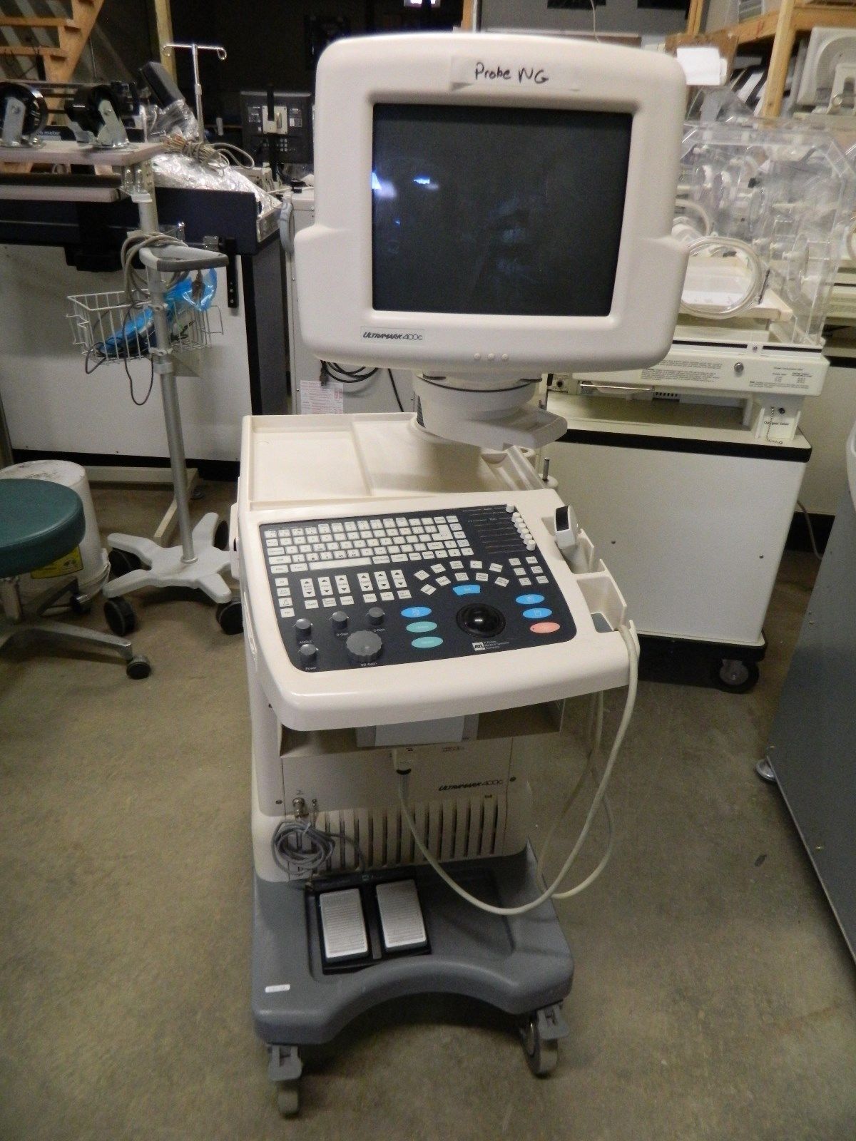 ATL Ultramark 400c Ultrasound w/ Printer, Footswitch & Probe *Tested DIAGNOSTIC ULTRASOUND MACHINES FOR SALE