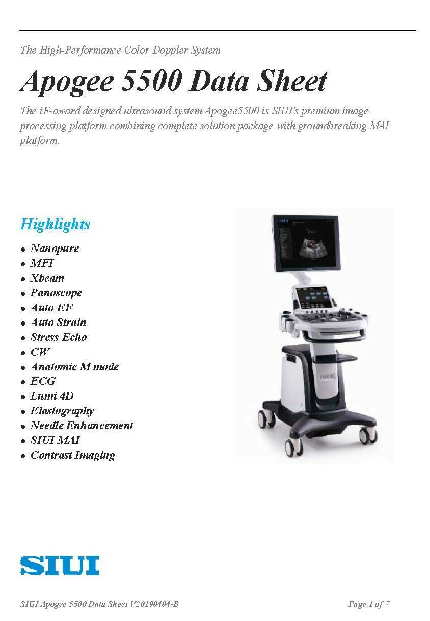 Ultrasound Machine SIUI Apogee 5500 w/2 Probes (DICOM) (NEW) DIAGNOSTIC ULTRASOUND MACHINES FOR SALE