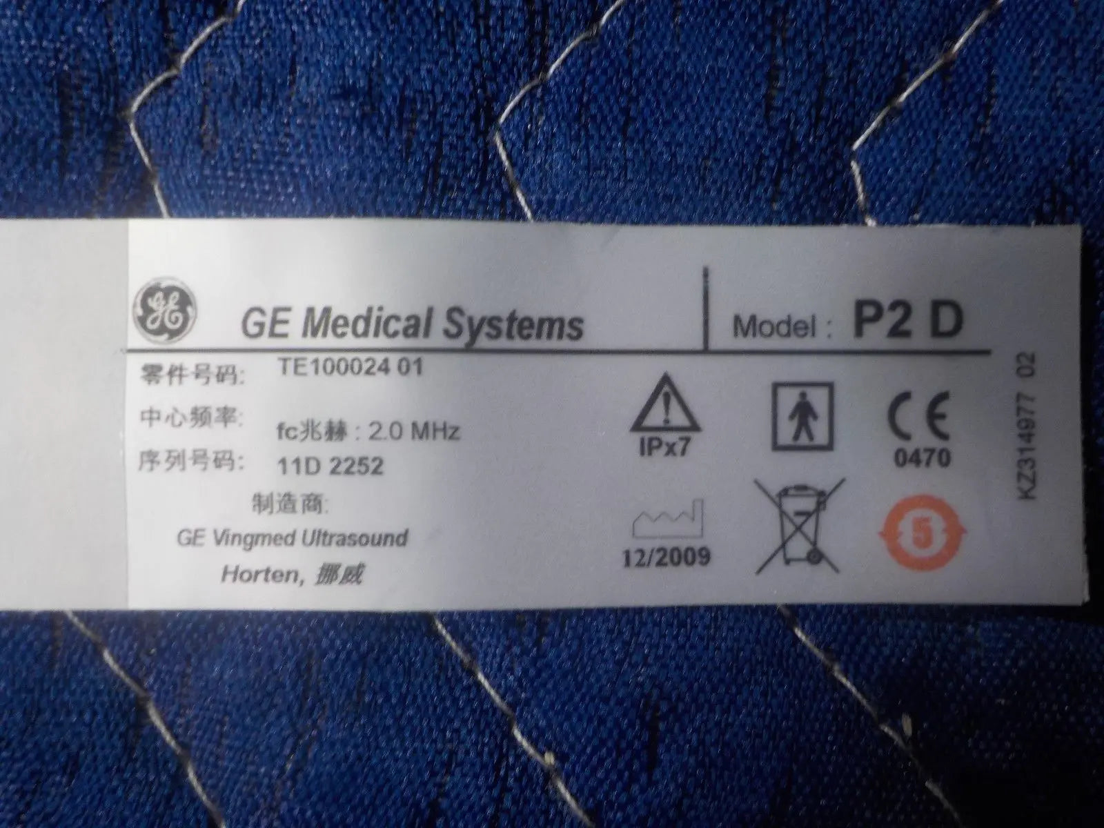 GE Ultrasound TE100024 Model P2D for GE Logic 7 & Vivid 7, Vivid S6 with Case DIAGNOSTIC ULTRASOUND MACHINES FOR SALE