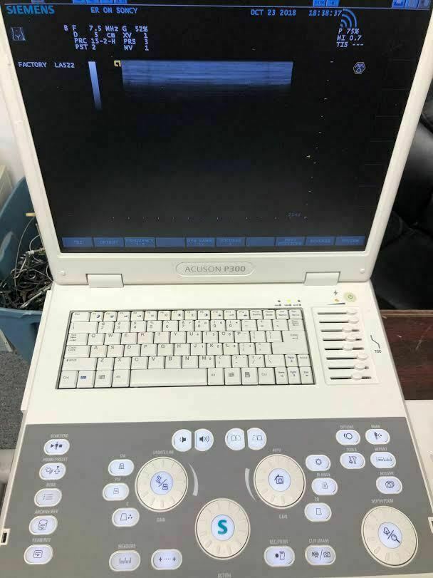 Siemens Acuson P300 Portable Ultrasound Machine with three probes (see below) DIAGNOSTIC ULTRASOUND MACHINES FOR SALE