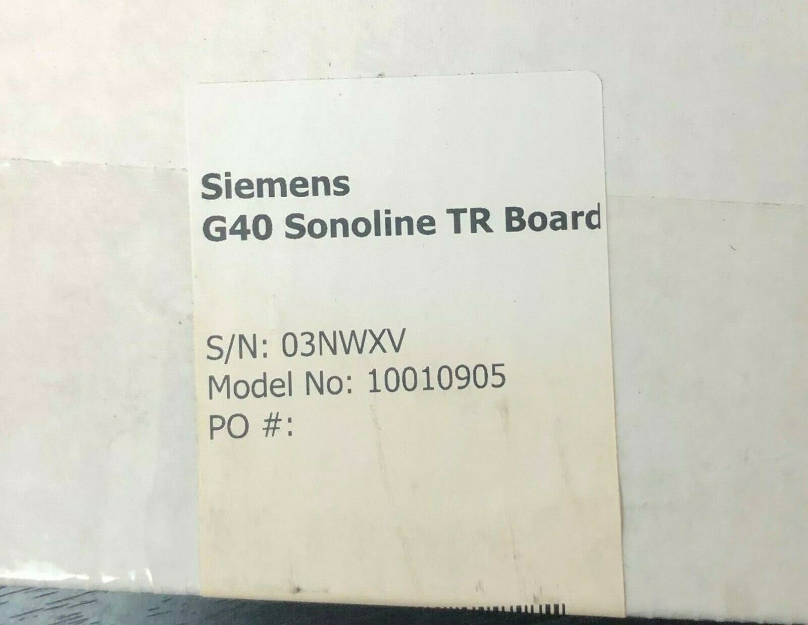 SIEMENS ACUSON TR BOARD 10010905 FOR G40 SONOLINE ULTRASOUND SYSTEM DIAGNOSTIC ULTRASOUND MACHINES FOR SALE