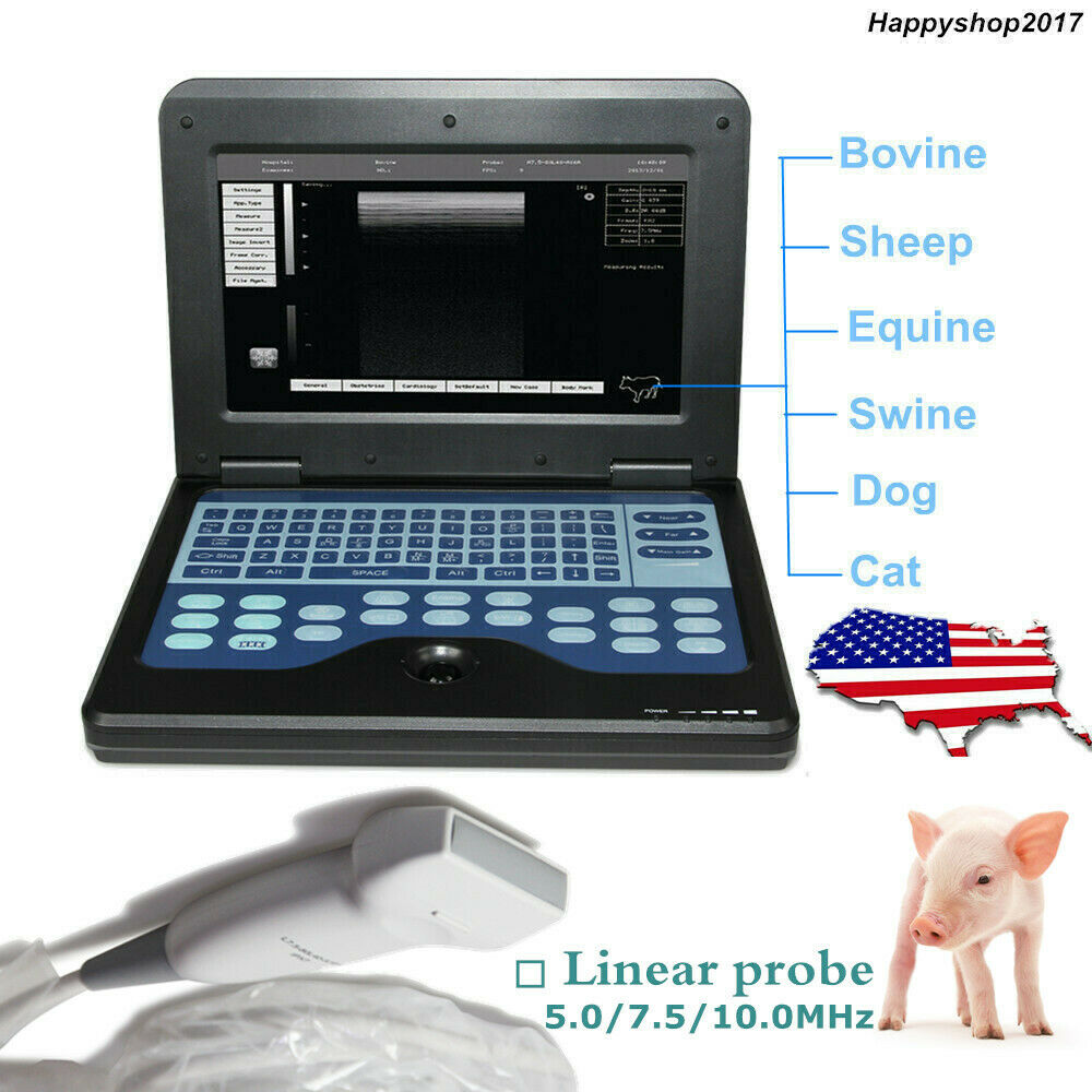 USA Veterinary Ultrasound Scanner Laptop Machine 7.5MHz Linear Probe VET Pig Dog 670924011996 DIAGNOSTIC ULTRASOUND MACHINES FOR SALE