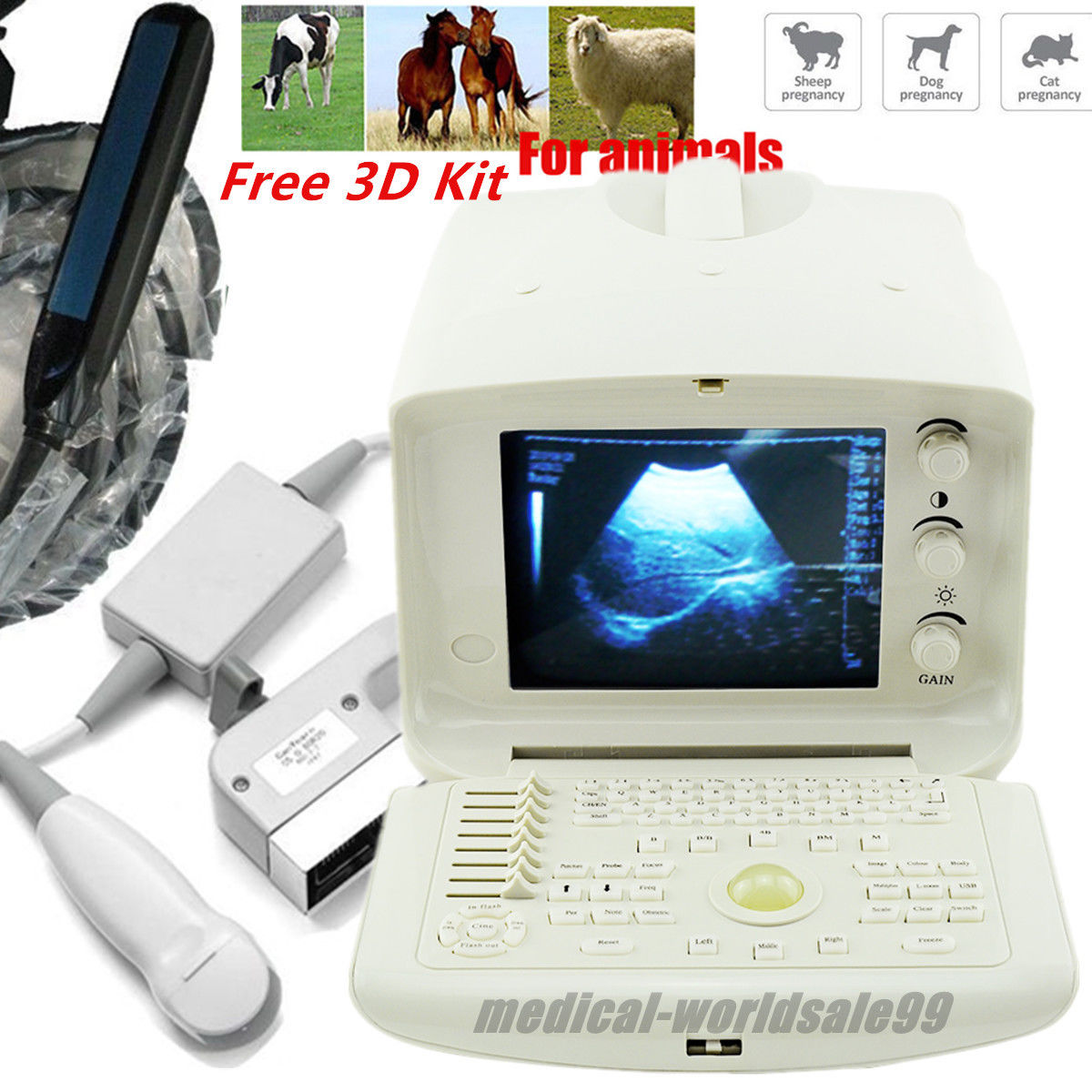 Veterinary Ultrasound Scanner Machine Micro-convex &Rectal Probe 3D NewYear Sale 190891793676 DIAGNOSTIC ULTRASOUND MACHINES FOR SALE