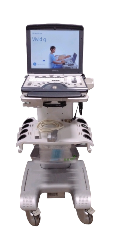 GE VIVID Q PORTABLE ULTRASOUND MACHINE WITH CART 2012 BT12 VERSION DIAGNOSTIC ULTRASOUND MACHINES FOR SALE